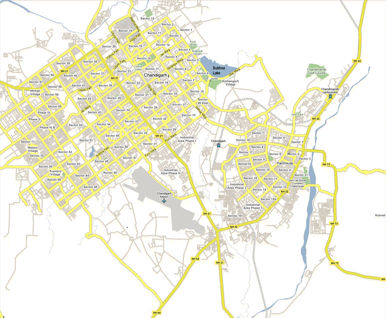 Chandigarh Mohali Panchkula Map Tri City Map